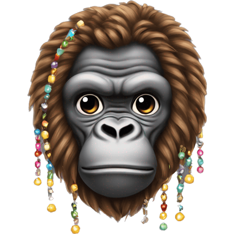 Gorilla with braids and beads with ab bink bow emoji