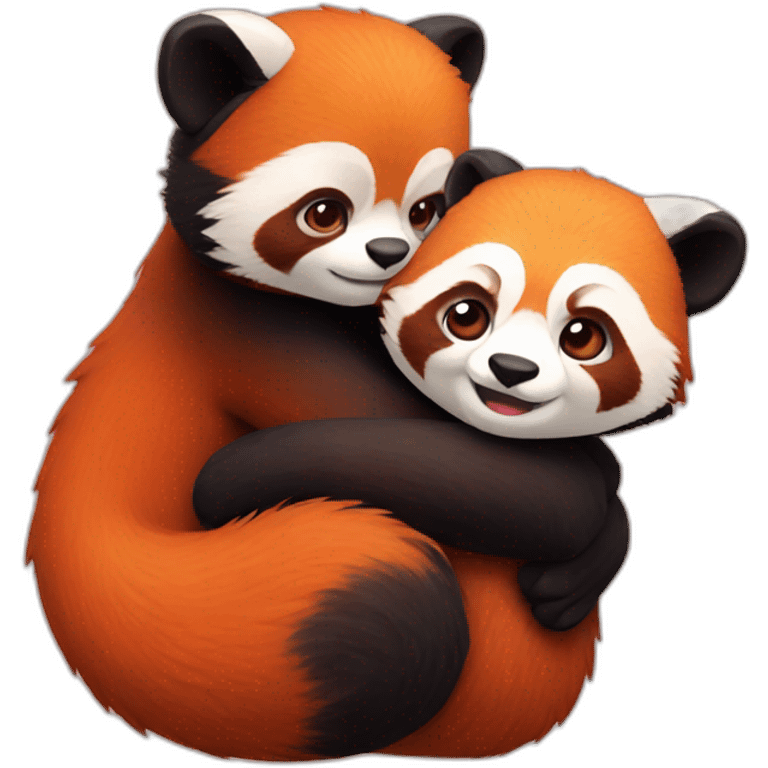 Two hugging red pandas emoji