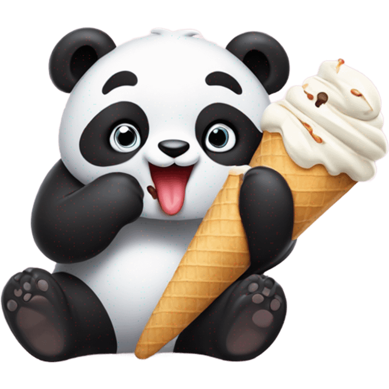 Panda eating ice cream emoji