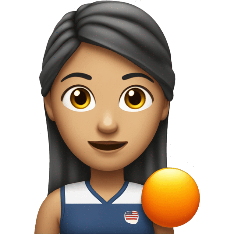 Deportista mujer de ping pong, con cabello rizado, tiene una prótesis en la pierna  emoji