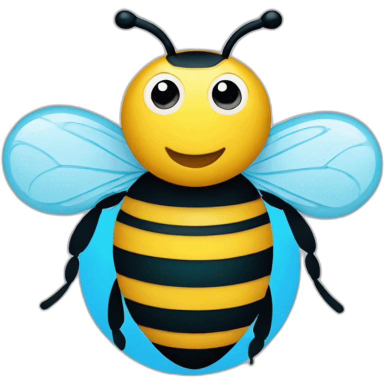 a bee, surrounded by a #0091EA blue circle, no border emoji