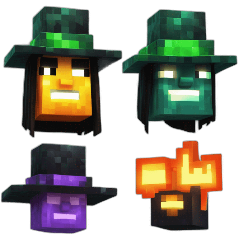 Pixel Minecraft Fedora Halloween Head Mask Diamond Obsidian Emerald Flame Shiny Glow Reward Legendary Unique Epic Mystery emoji