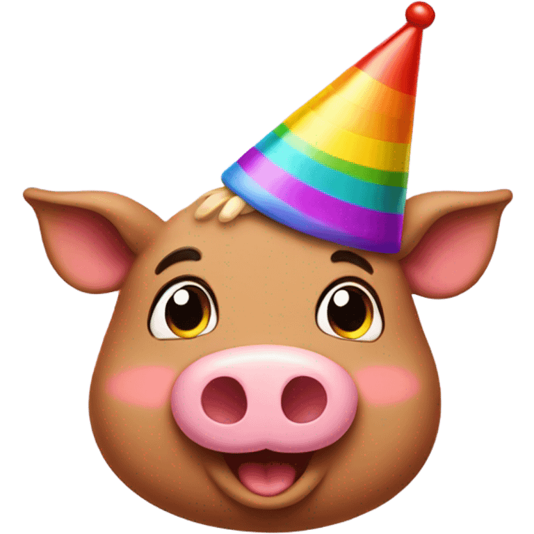 Pork chop Peter with a birthday hat  emoji