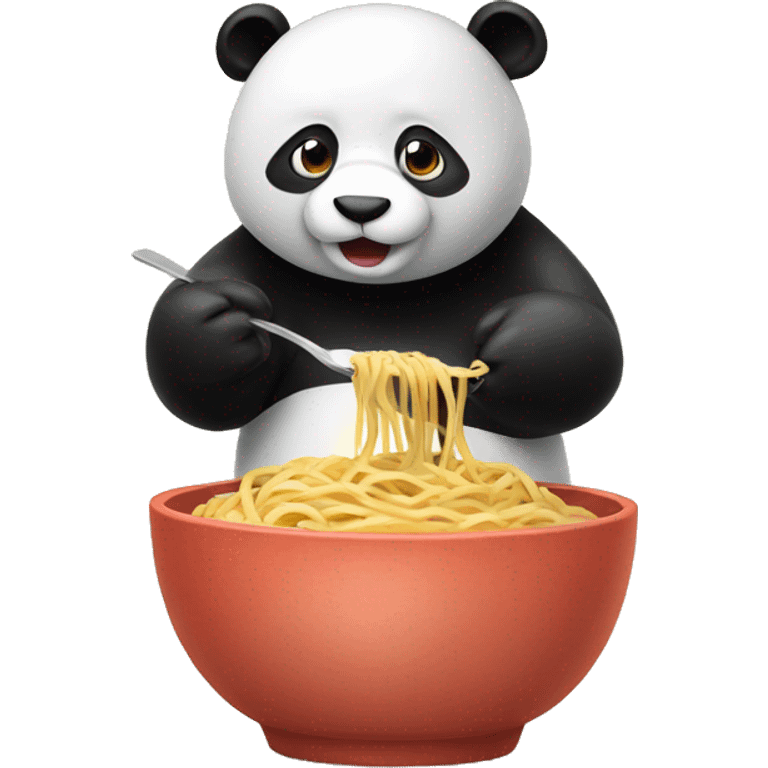 A panda eating a bowl of spaghetti  emoji