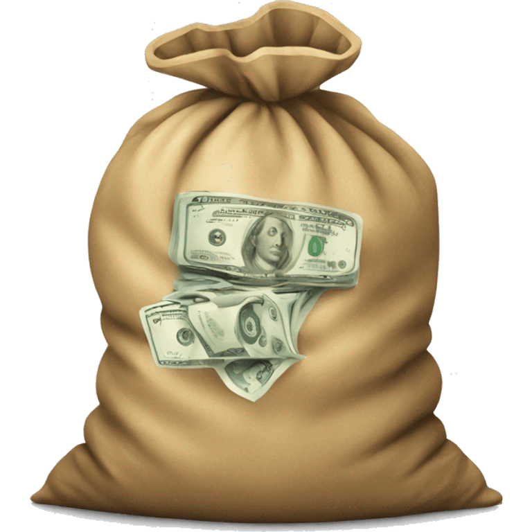 a big bag of dollars an coins emoji