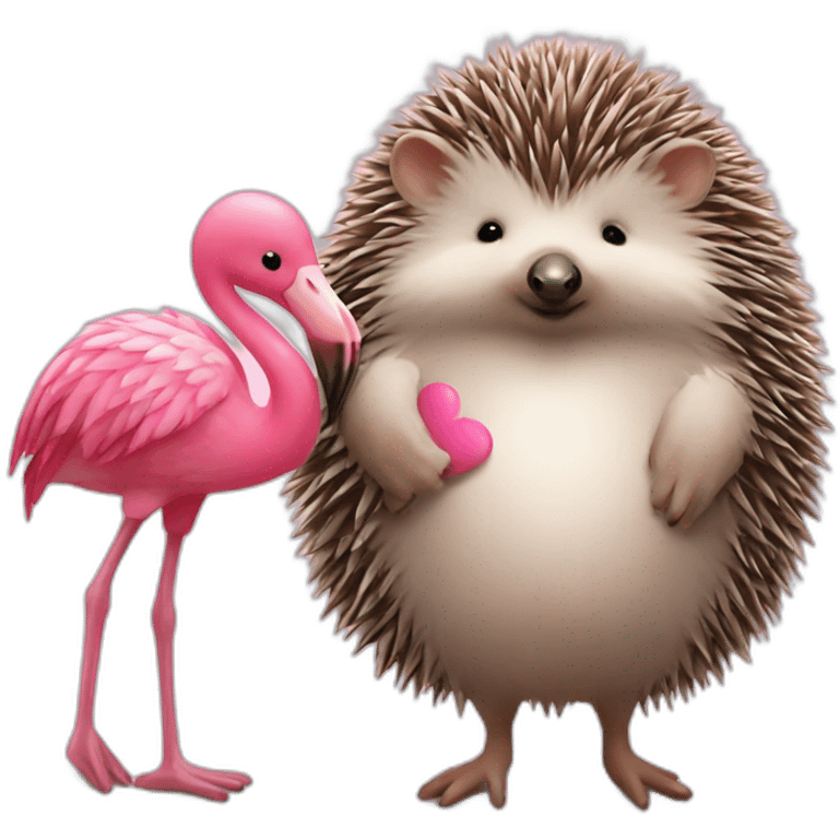 hedgehog and flamingo in love emoji