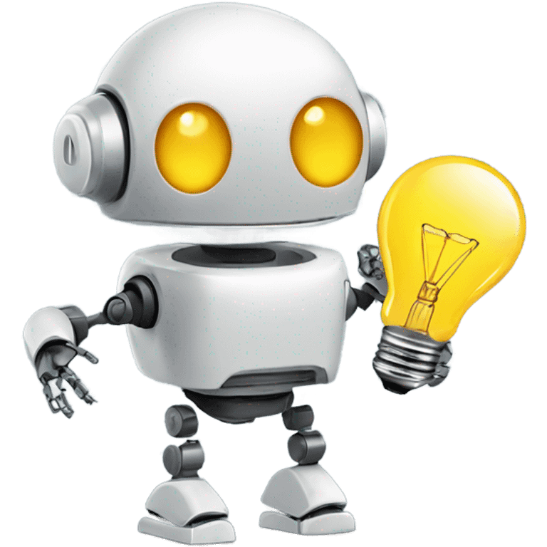 robot holds a light bulb emoji