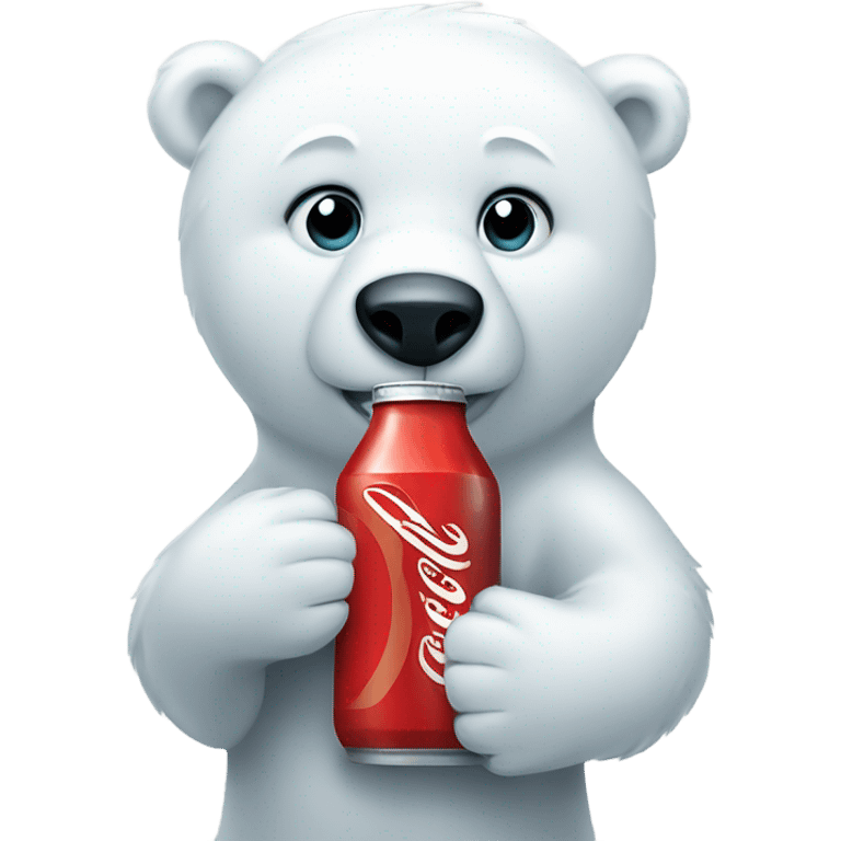 A polar bear holding a bottle of Coke  emoji