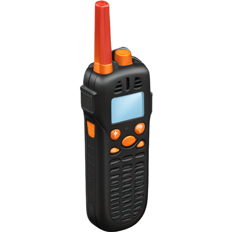 black walkie talkie with red-orange button on side emoji