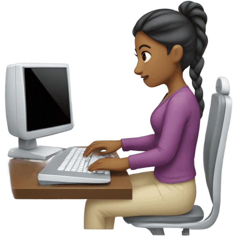 mujer en una computadora emoji