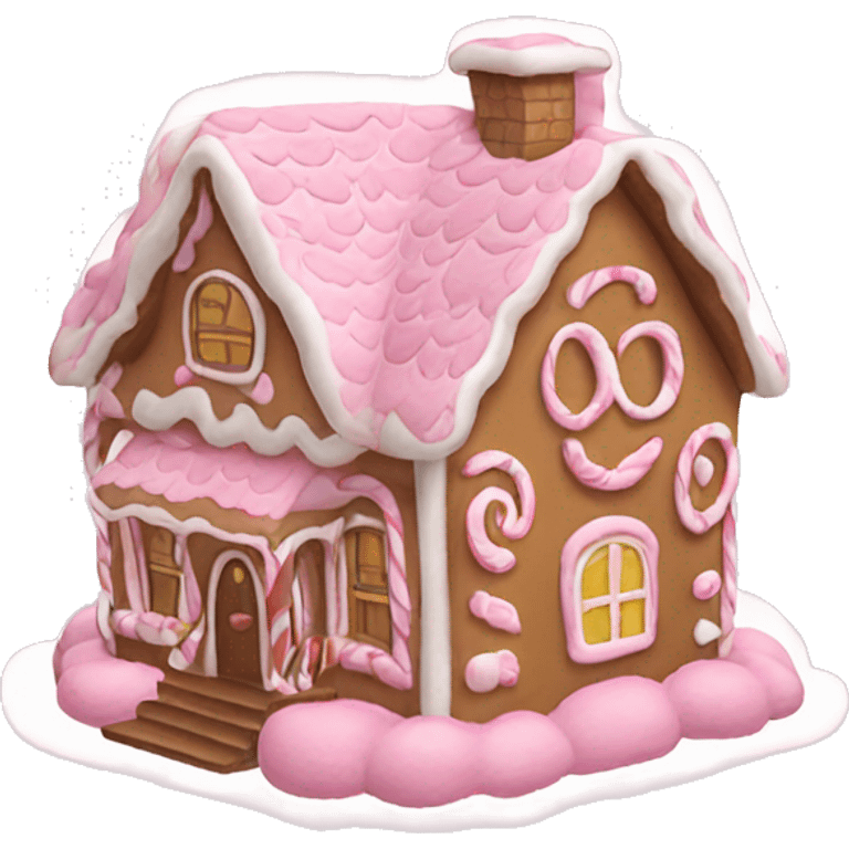 Pink gingerbread house emoji