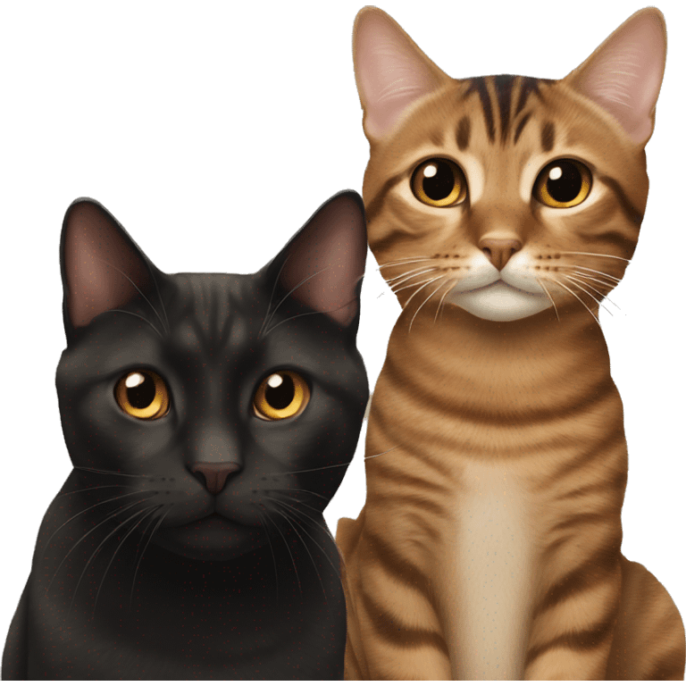 brown tabby cat and black cat  emoji