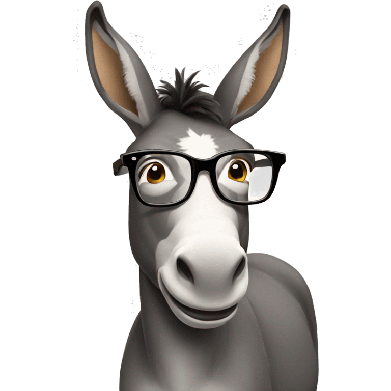 Donkey with glasses that looks smart emoji