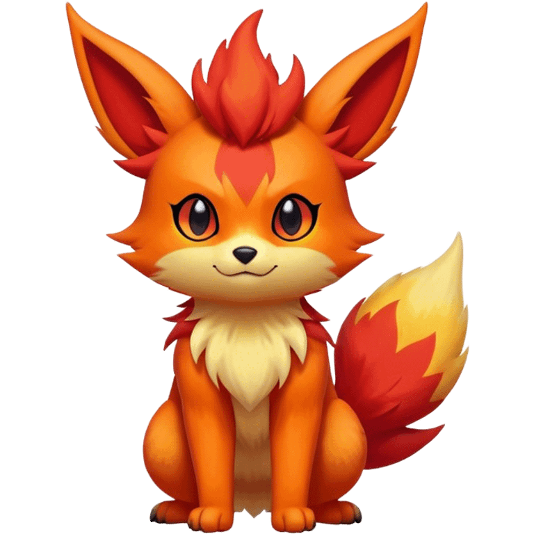 Cool cute edgy Quilava-Litten-Flareon-animal-creature-hybrid full body emoji