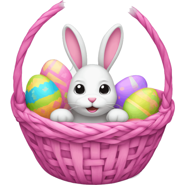 Pink light easter basket with bunny emoji