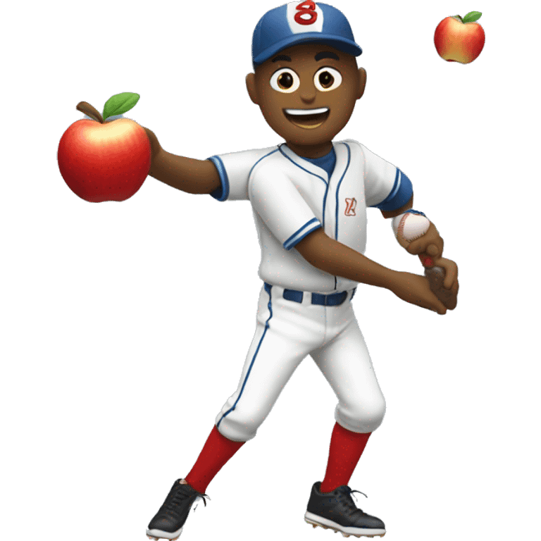 Baseball throwing an apple emoji