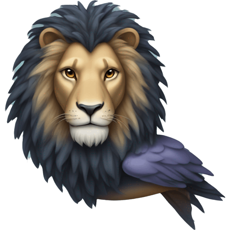 Dolphin, lion, raven hybrid emoji