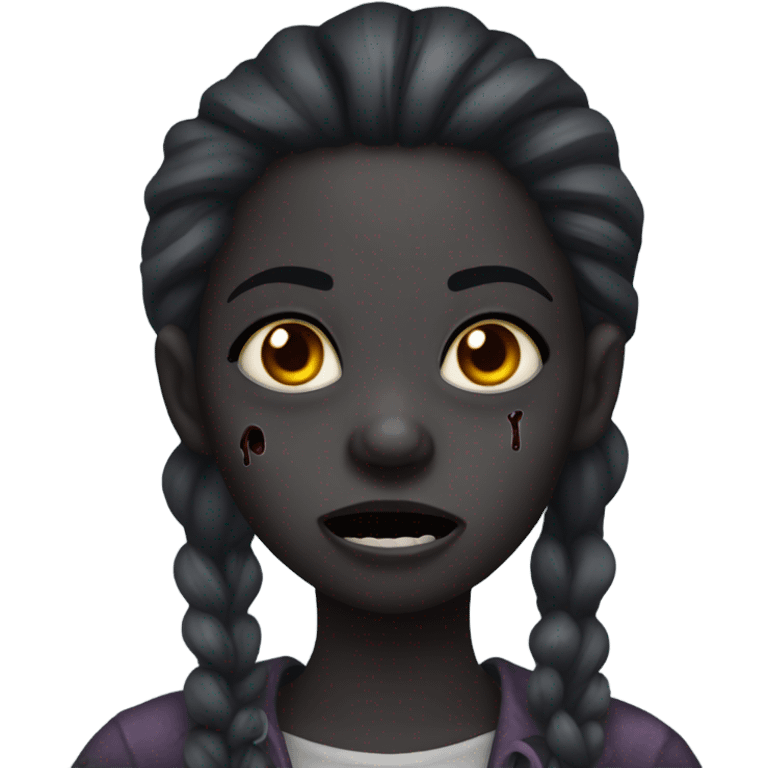 Ebony zombie girl in horror  emoji