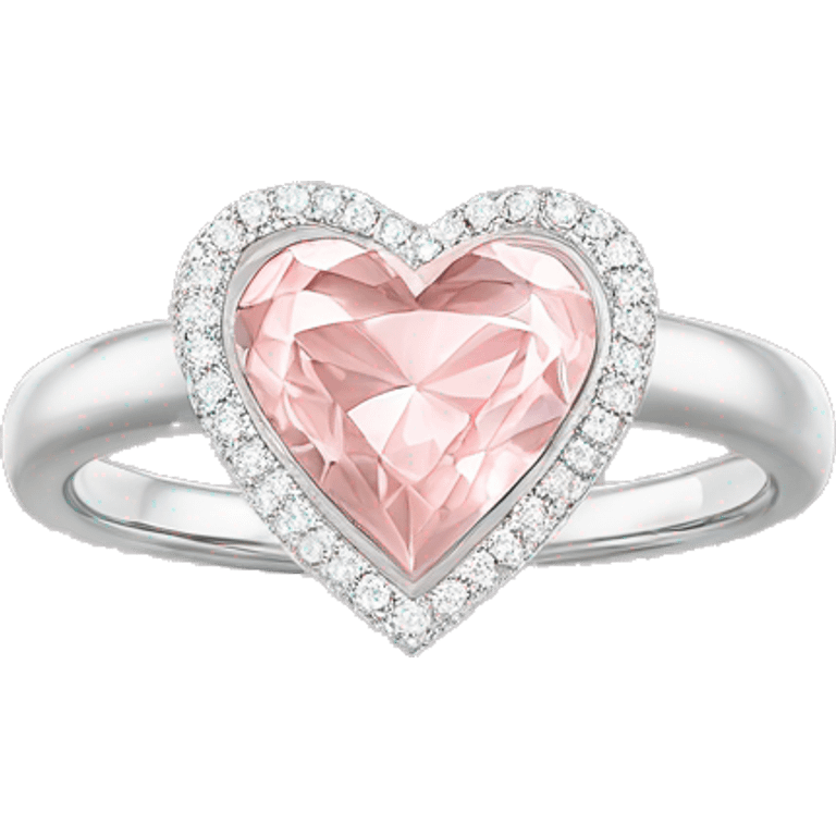 Silver light pink diamond ring heart emoji