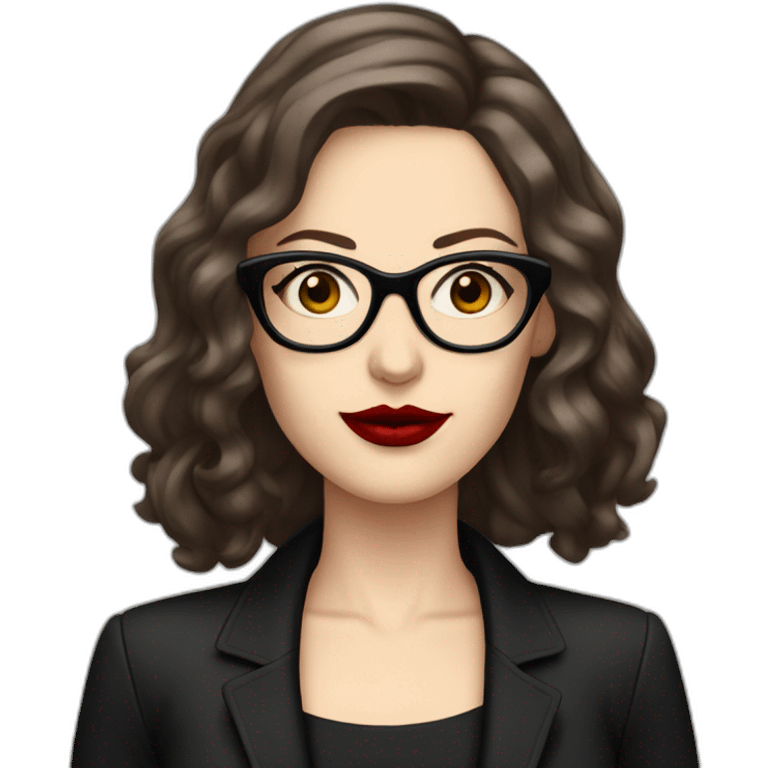 Caucasian-Mum-woman-goth-brown-hair-standing-wearing-glasses-red-lipstick emoji