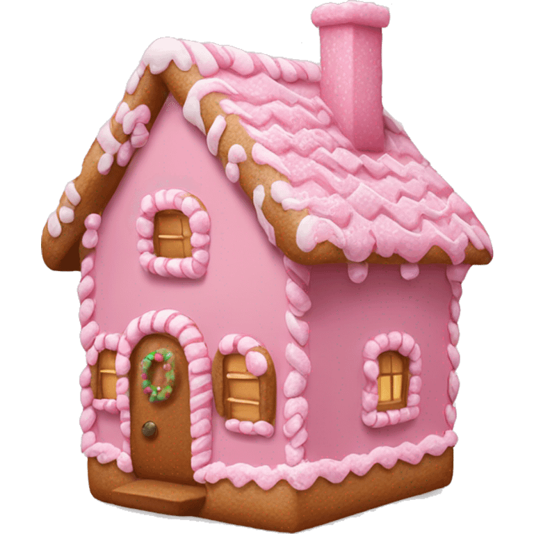 Pink gingerbread house emoji