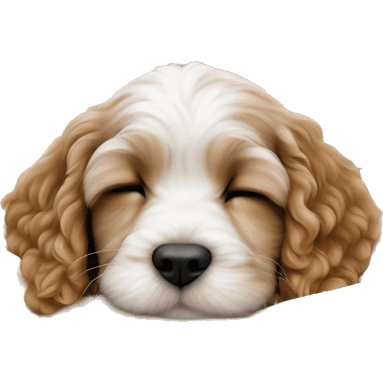 cute cockapoo puppy sleep in blanket emoji