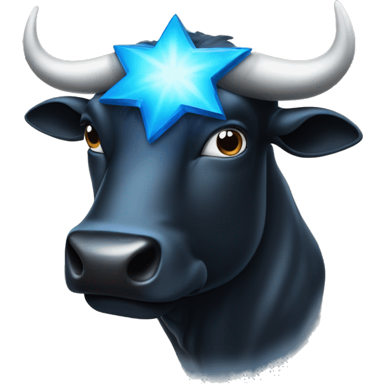 black bull head with a shining blue star on his forehead emoji