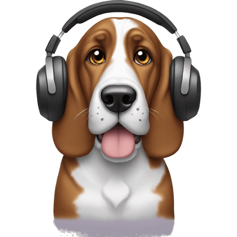 Bassett hound wearing headphones emoji