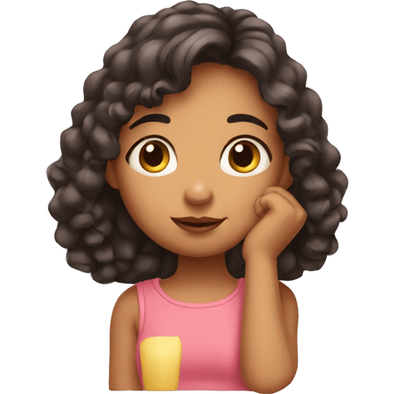  Cute Girl with her hand on chin  emoji