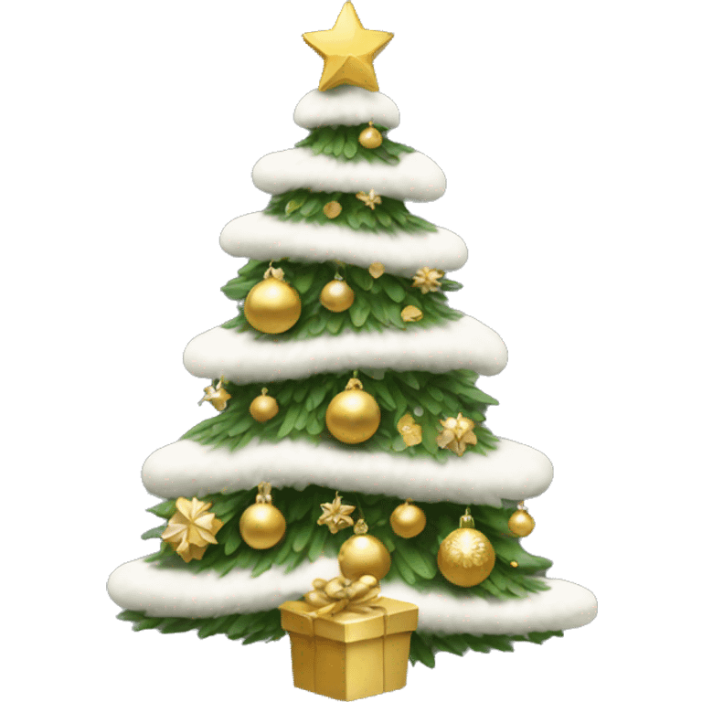 Christmas tree with white and gold decorations emoji