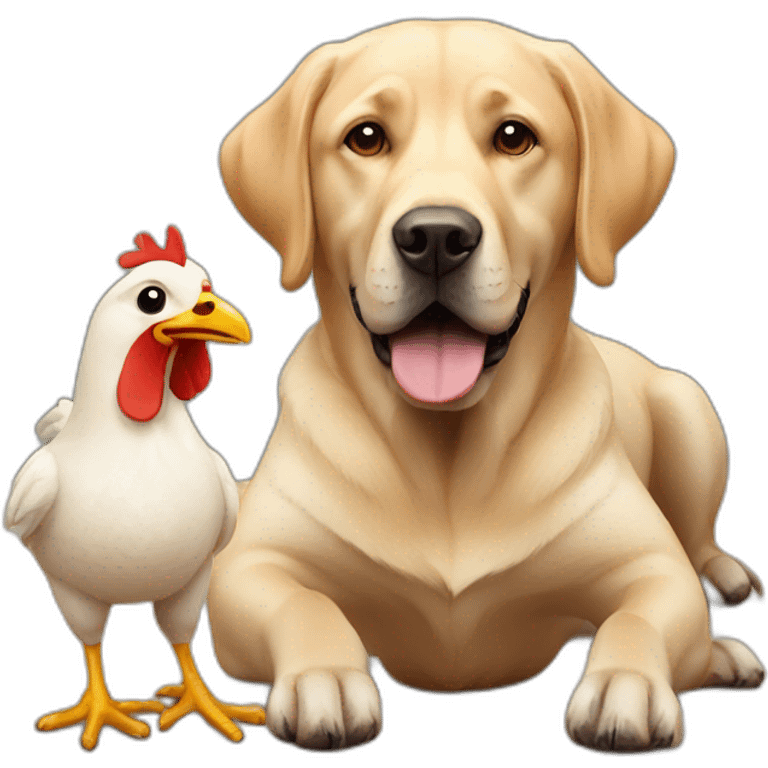 Labrador with a chicken emoji