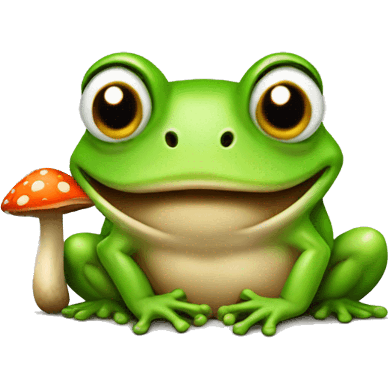 Frog with mushroom emoji