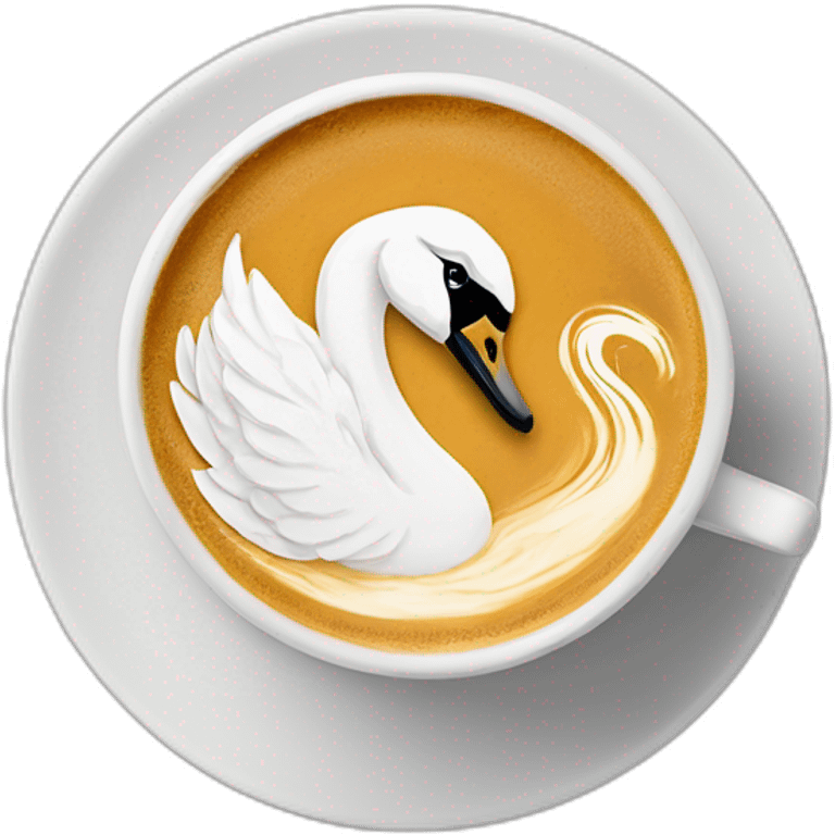 Flat white with latte art of a swan emoji