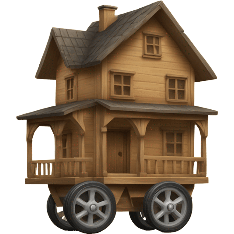 Big Wooden House on small wheels emoji