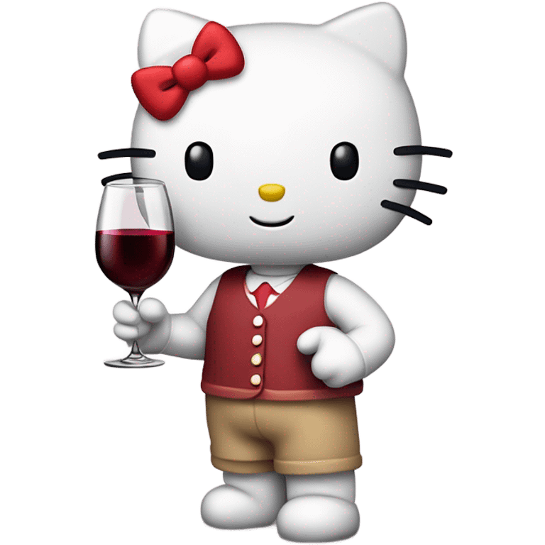 Hello Kitty drinking red wine emoji