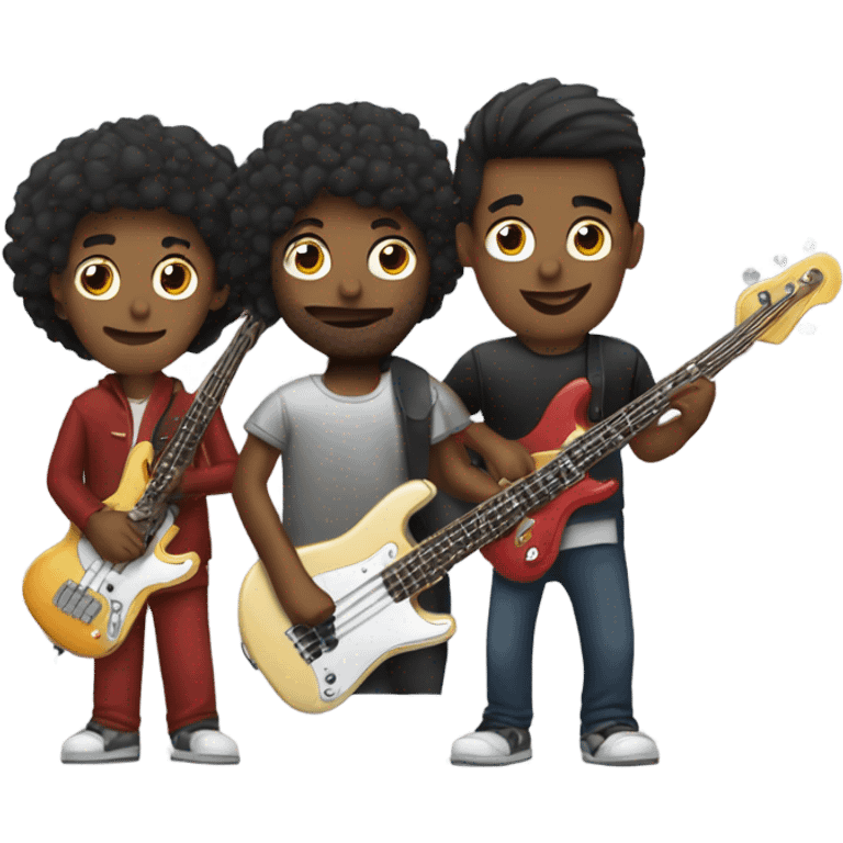 three person band: bass, guitar, and drums emoji