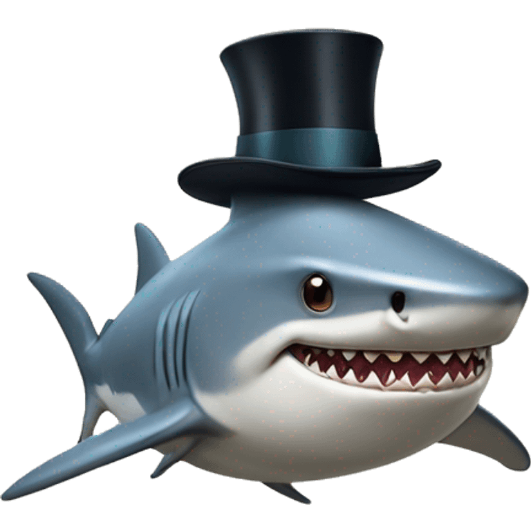 Shark with a top hat emoji