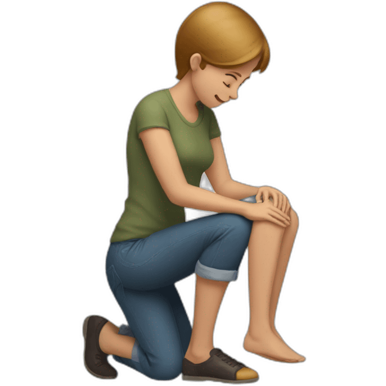 Man on knee patting woman’s head emoji