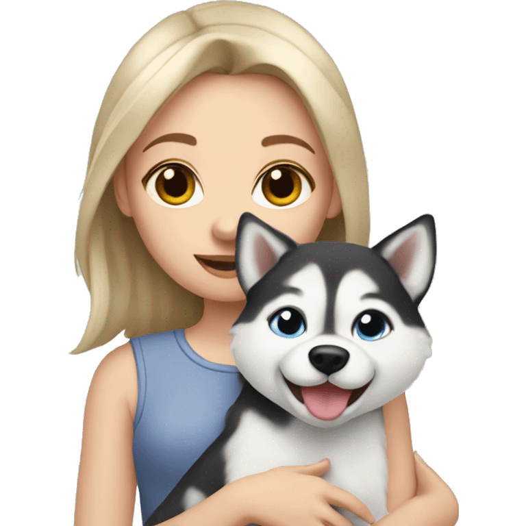 Pale girl holding a husky emoji