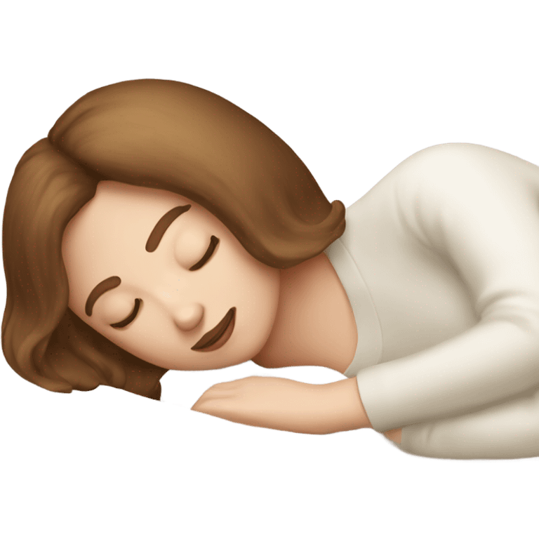 White girl with brown bangs sleeping with a silk pillow emoji