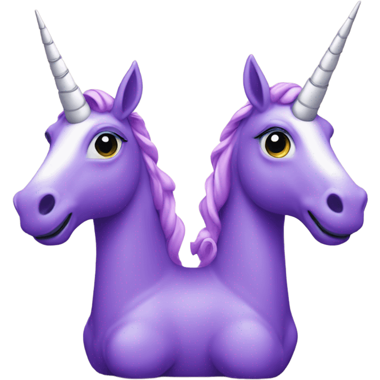 Two purple unicorns one with a rosary emoji