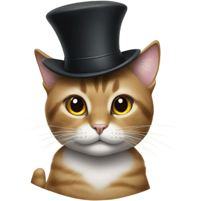 Cat using iphone with hat on head emoji