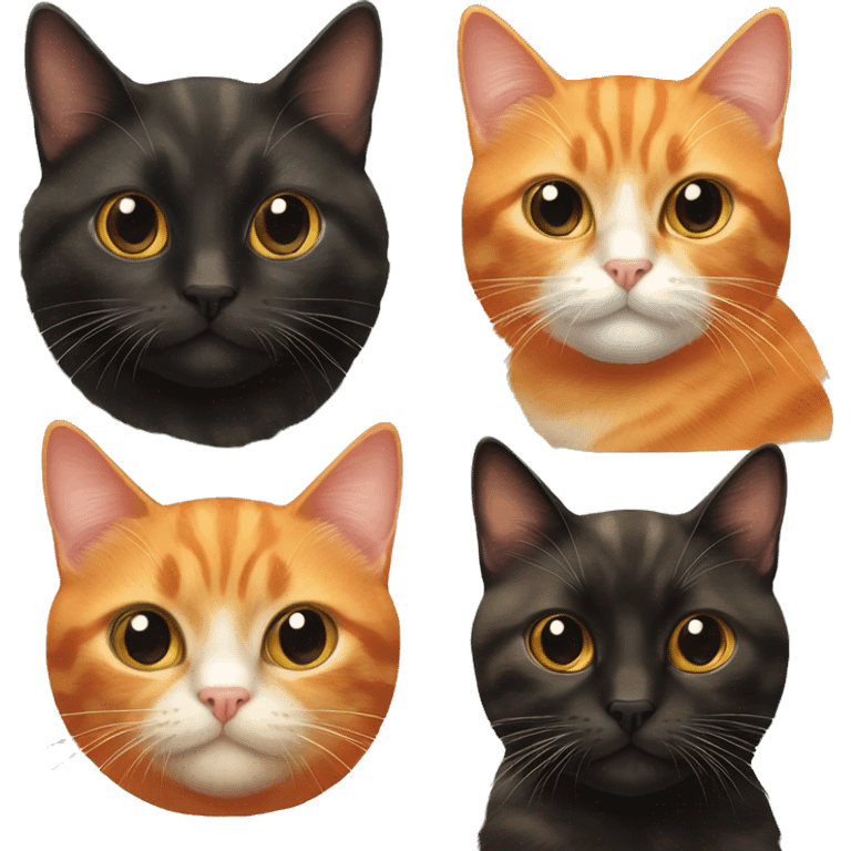 orange cat and black tortiseshell cat emoji