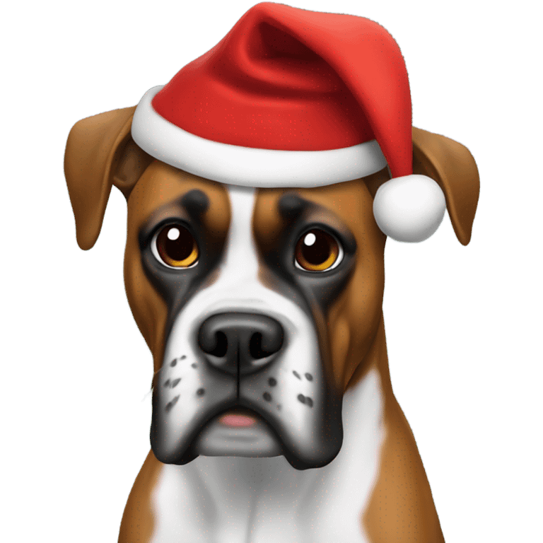 Boxer with Santa hat emoji