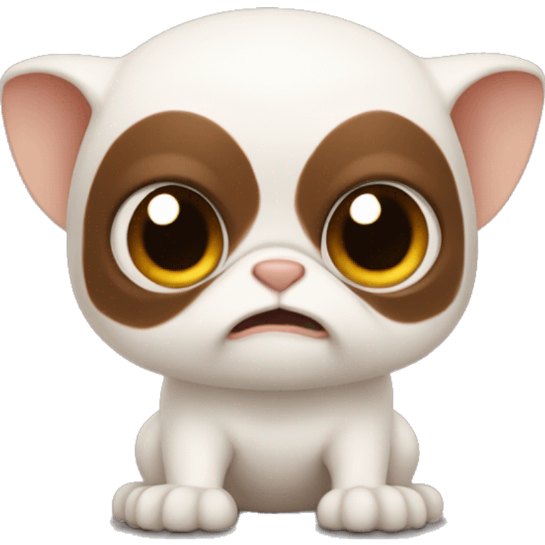 A mogwai that looks like Gizmo from the movie, Gremlins. He should be smiling White and brown in color just like the movie. emoji