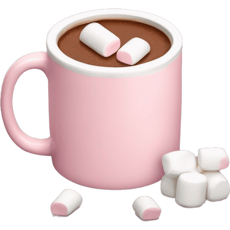 Light Pink mug of hot chocolate with marshmallows  emoji