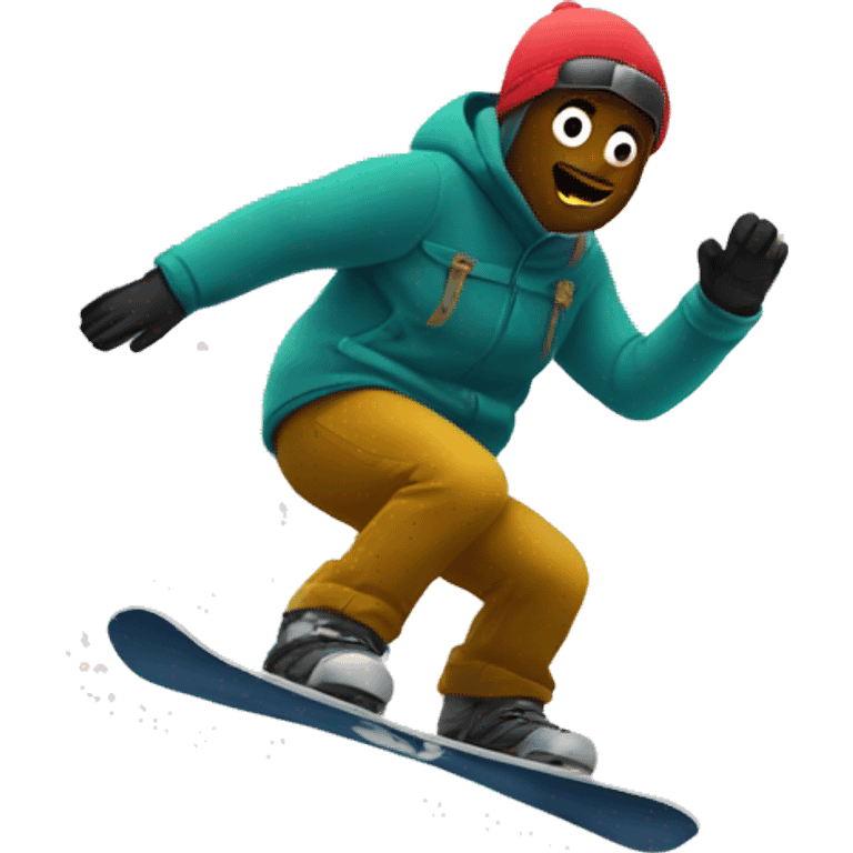 Snowboarding through trees,  emoji