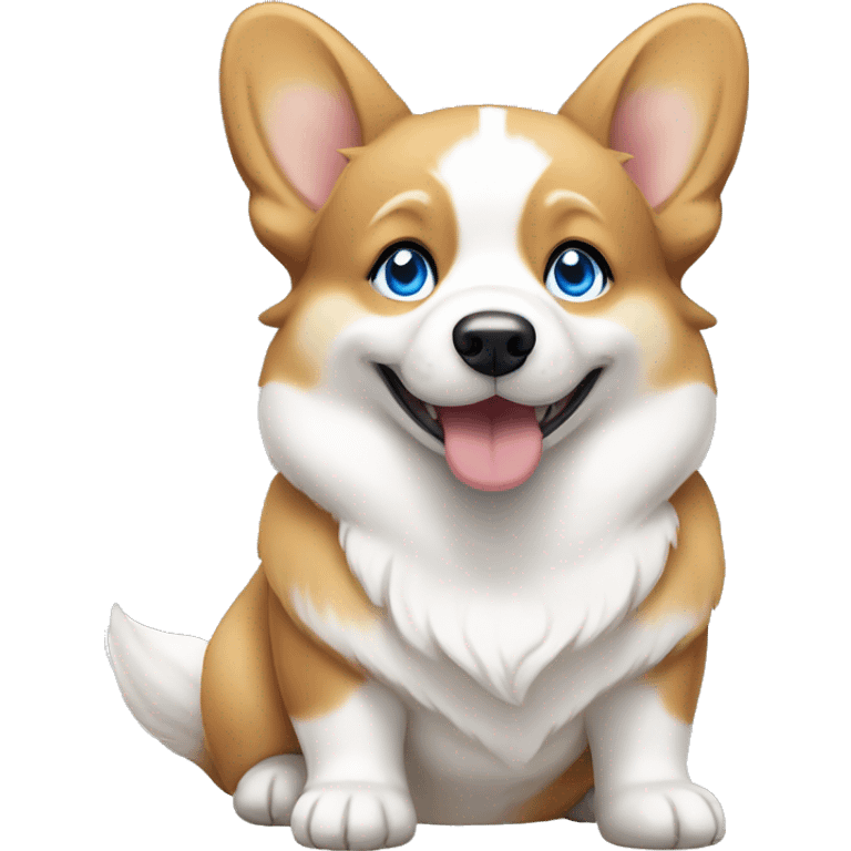 tan and white corgi with bright blue eyes sitting emoji