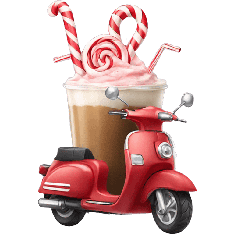 Scooters iced  peppermint coffee with candy cane emoji