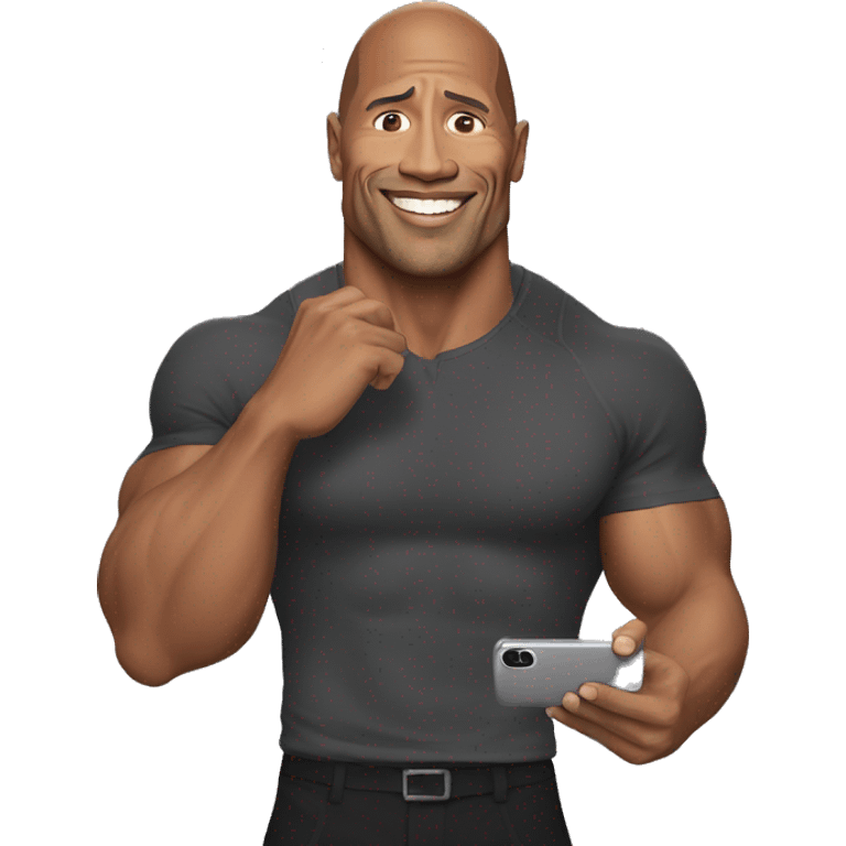 dwayne johnson with a mobile phone emoji